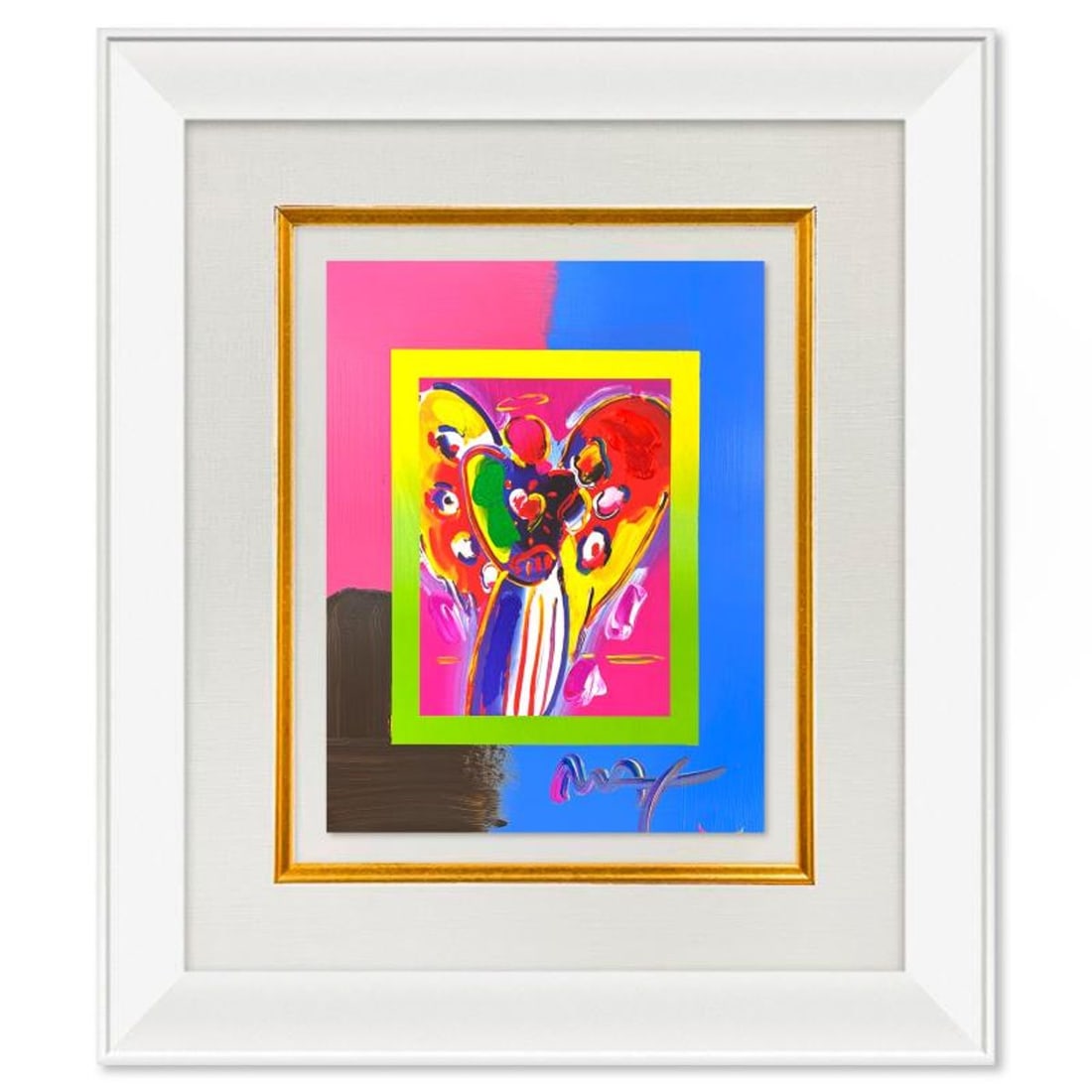 Peter Max, "Angel with Heart" Framed One-of-a-Kind Acrylic Mixed Media, Hand Signed with (1 of 2)