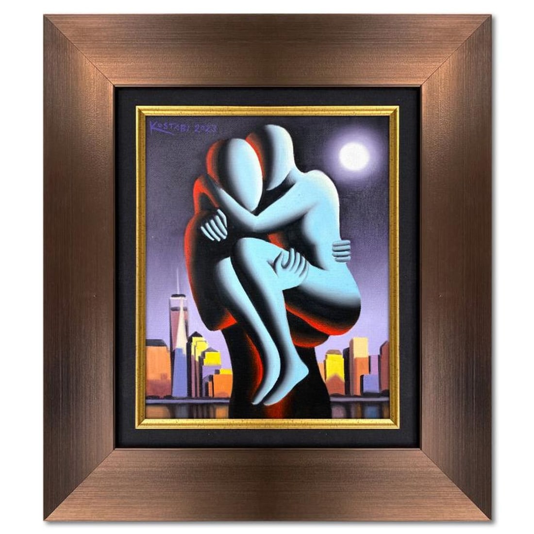 Mark Kostabi, "Take Me Home" Framed Original Oil Painting on Canvas, Hand Signed with Letter of: Take Me Home is an original oil painting on canvas by Mark Kostabi, hand signed by the artist. This piece comes framed. Includes Certificate of Authenticity. Measures approx. 22" x 20" (frame), 12" x 