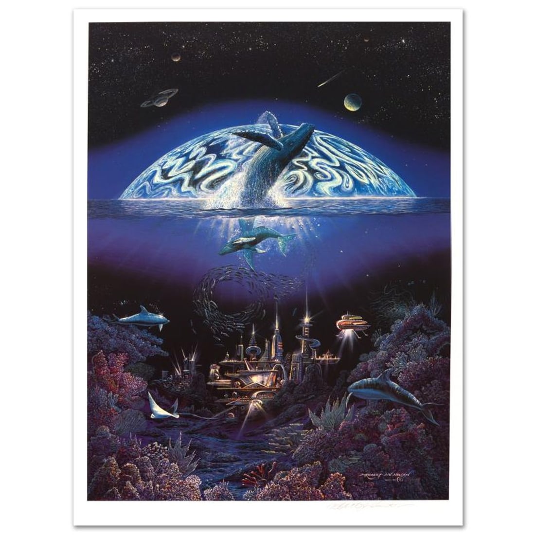 Robert Lyn Nelson, "Hope for the Future" Limited Edition Mixed Media (26.5" x 35"), Numbered and: Captivating audiences worldwide, Nelson dazzles all with his incredible use of color and depth. "Hope for the Future" is a limited edition mixed media on paper, numbered and hand signed by the artist!