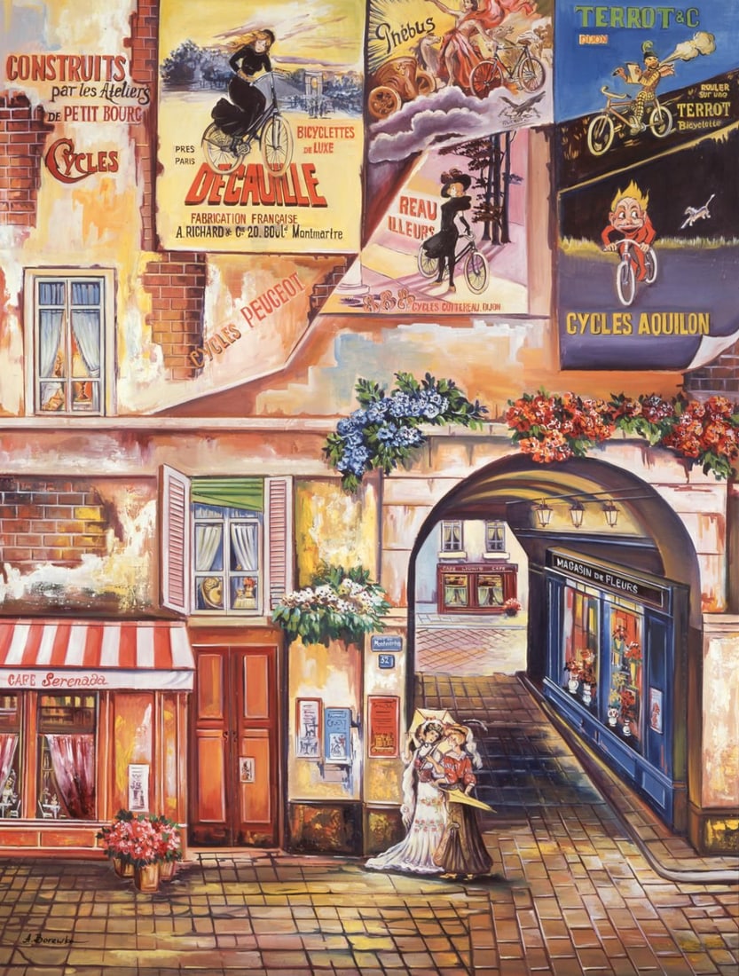 Alexander Borewko- Original Giclee on Canvas "A Quiet Street": Artist: Alexander Borewko. Medium: Original Giclee on Canvas. Title: A Quiet Street. Size: 30" x 40". Signature: Hand Signed by the Artist. Certificate of Authenticity: From the publisher. Reference#: