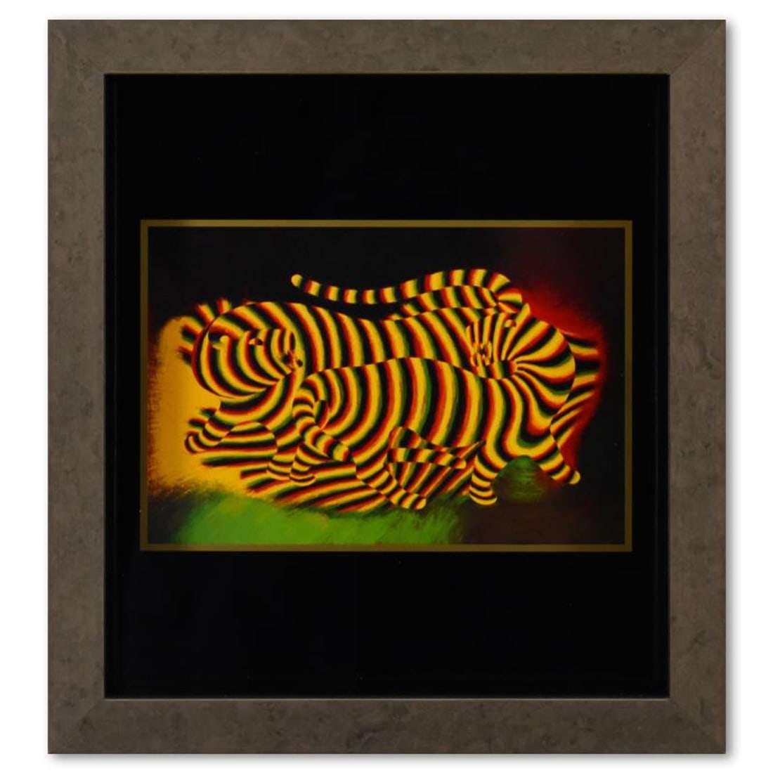 Victor Vasarely (1908-1997), "Tigres de la serie Graphismes 3" Framed 1977 Heliogravure Print with (1 of 1)