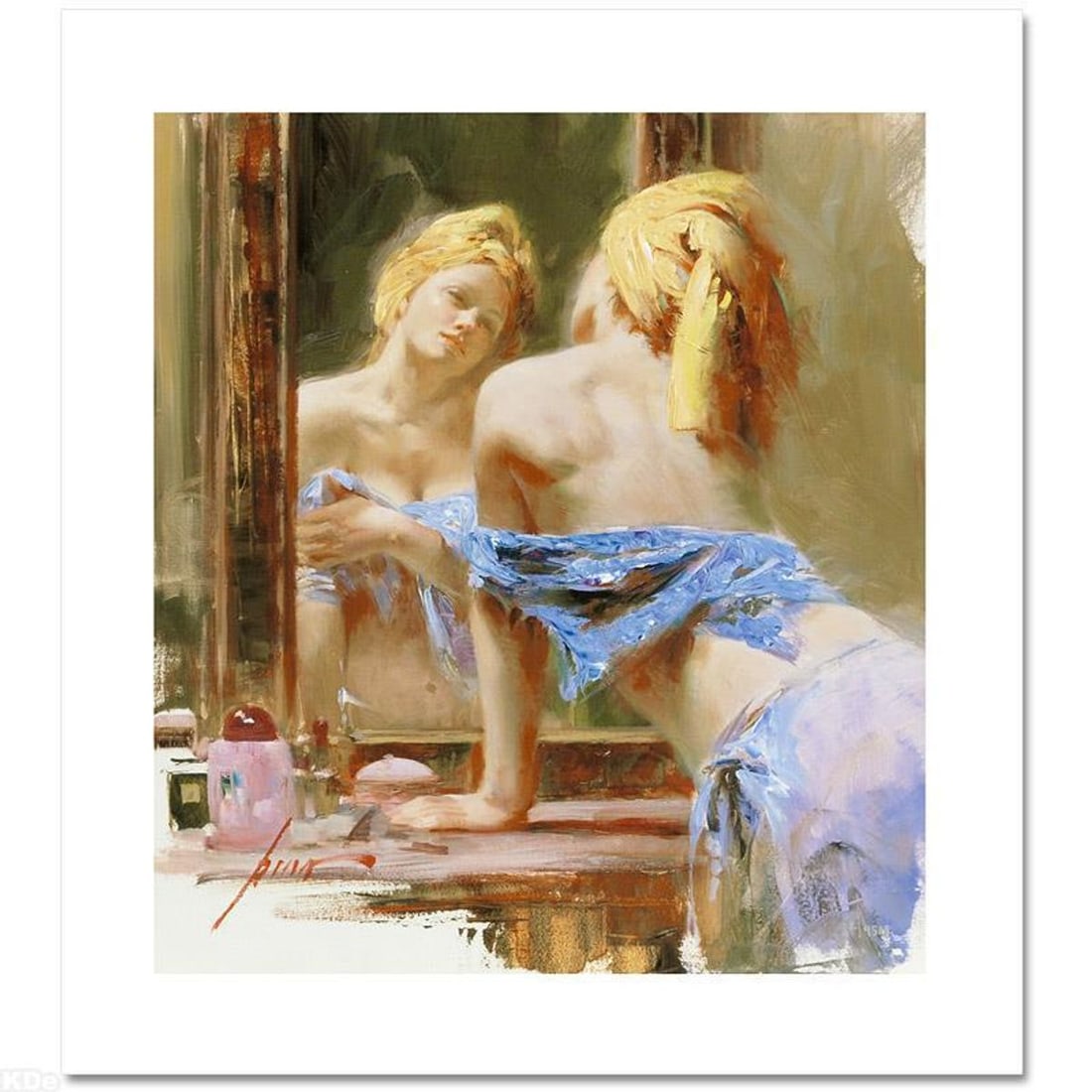 Pino (1939-2010), "Morning Reflections" Hand Signed Limited Edition on Canvas with Certificate of: Morning Reflections is a limited edition giclee on canvas by Pino (1939-2010), numbered and hand signed by the artist. Includes Certificate of Authenticity. Measures approximately 12" x 16". Reference