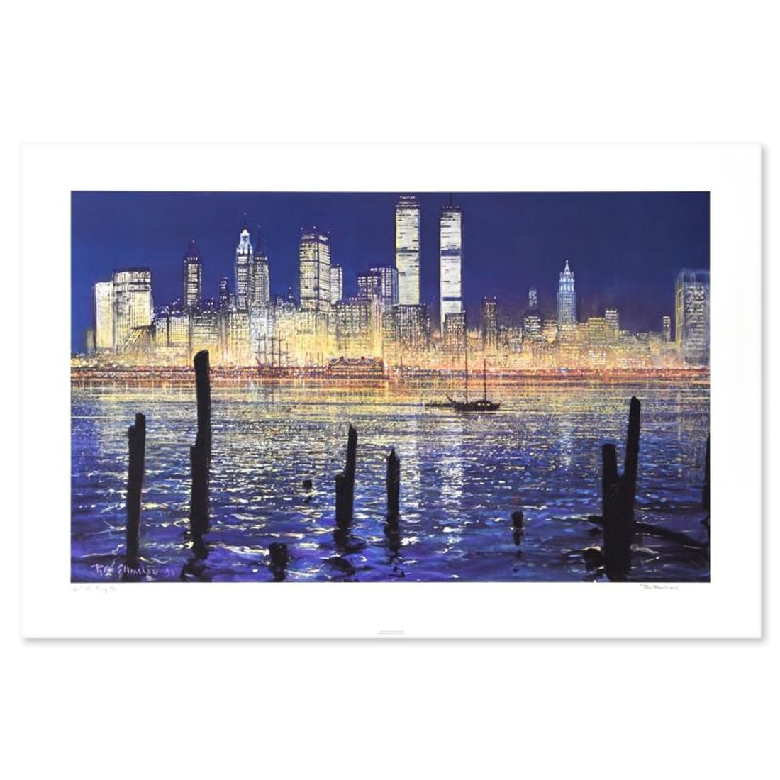 Peter Ellenshaw (1913-2007), "The Glisten of New York" Limited Edition Lithograph, Numbered and Hand: The Glisten of New York is a limited edition lithograph on paper by Peter Ellenshaw (1913-2007), numbered and hand signed by the artist. Includes Letter of Authenticity. Measures approx. 36" x 24.5" (