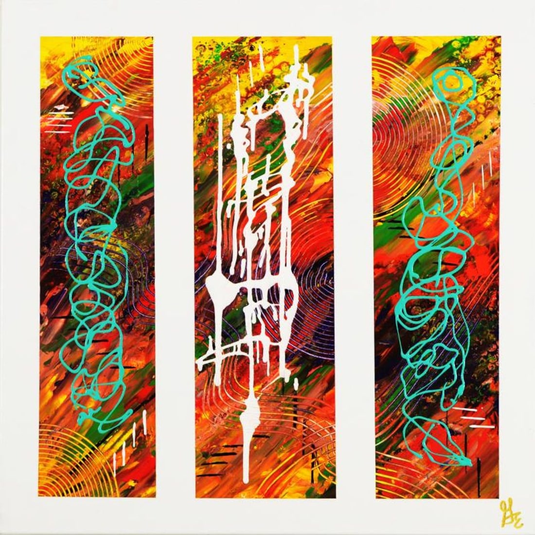 George Marlowe (d. 2026), "Triple Play" Hand Signed Original Acrylic Painting on Canvas with: Triple Play is a hand signed original acrylic painting on canvas by George Marlowe. This piece comes gallery wrapped and includes a Certificate of Authenticity. Measures approx. 26" x 26".
