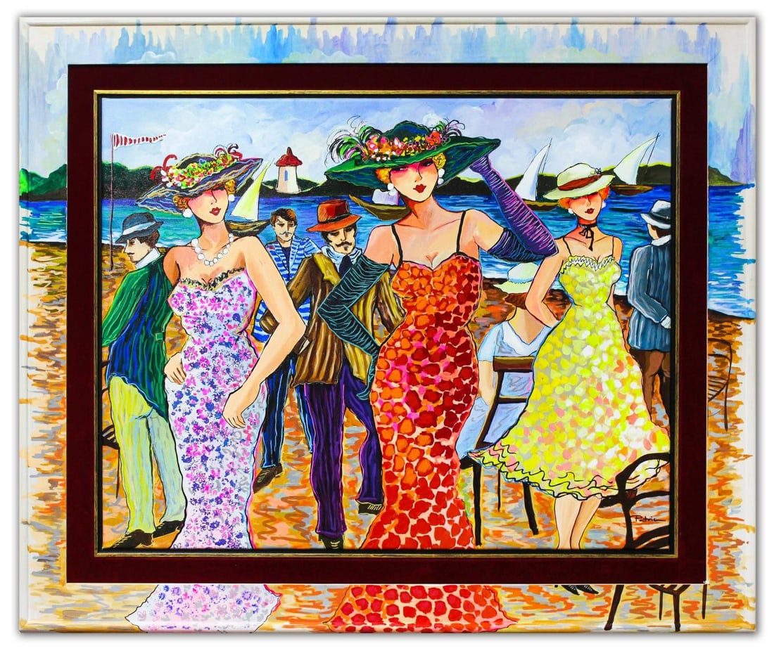 Patricia Govezensky- Original Acrylic with Hand Painted Frame "Sisters In Crime": Artist: Patricia Govezensky. Medium: Original Acrylic with Hand Painted Frame. Title: Sisters In Crime. Size: 24" x 30". Measures approx. 33" x 39" (framed). Signature: Hand Signed by the artist. Cert