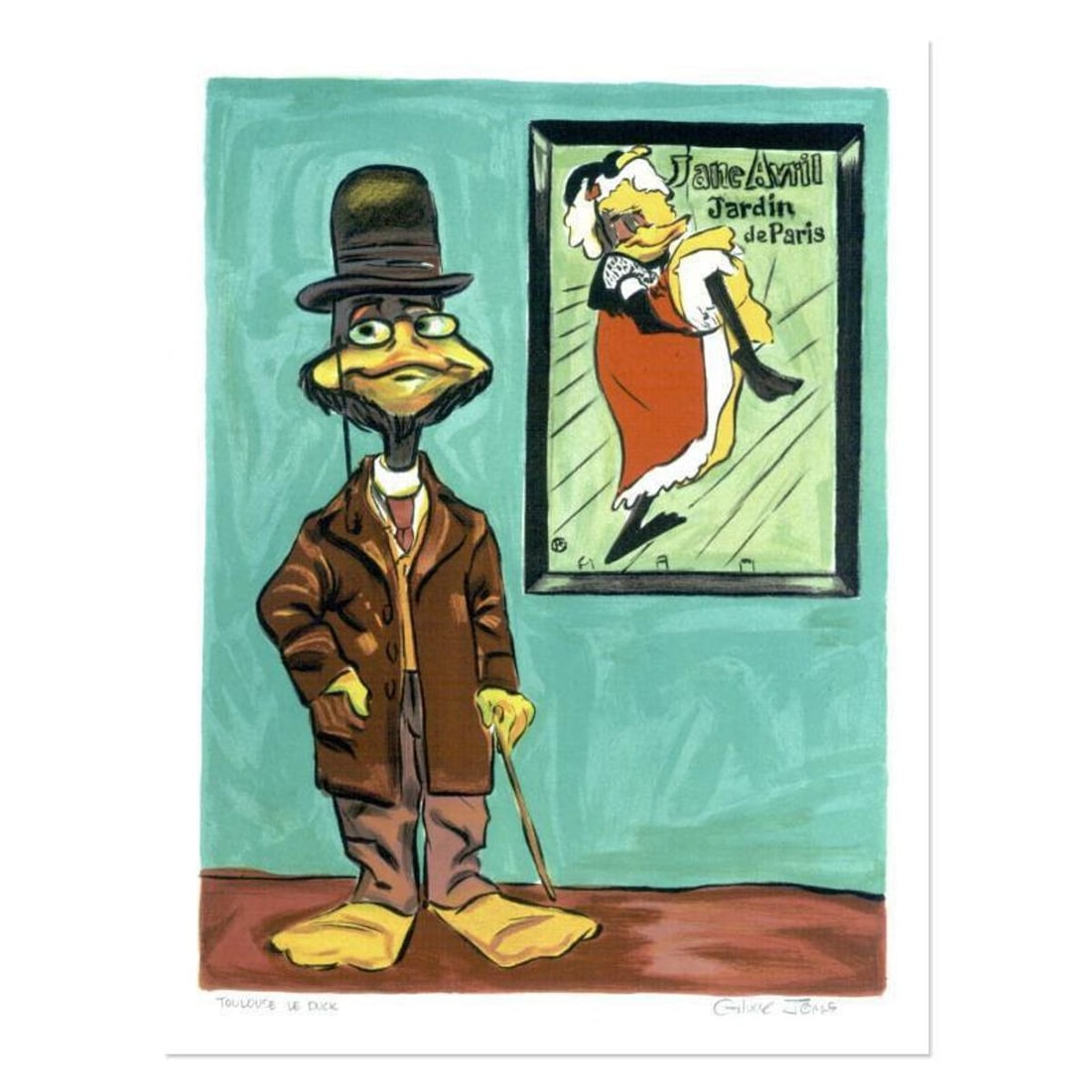 Chuck Jones "Toulouse Le Duck" Hand Signed Limited Edition Fine Art Stone Lithograph.: Toulouse Le Duck is a limited edition stone lithograph on paper. The piece is numbered, hand signed by Chuck Jones (1912-2002), and includes a Certificate of Authenticity! Measures Approx: 12" x 16" (