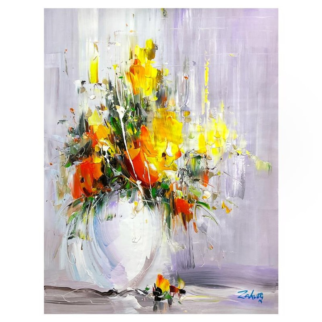 Zahra, Original Acrylic Painting on Canvas (42" x 32"), Hand Signed with Letter of Authenticity: This is an original acrylic painting on canvas by Zahra, hand signed by the artist. Includes Letter of Authenticity. Measures approx. 42" x 32" (image).
