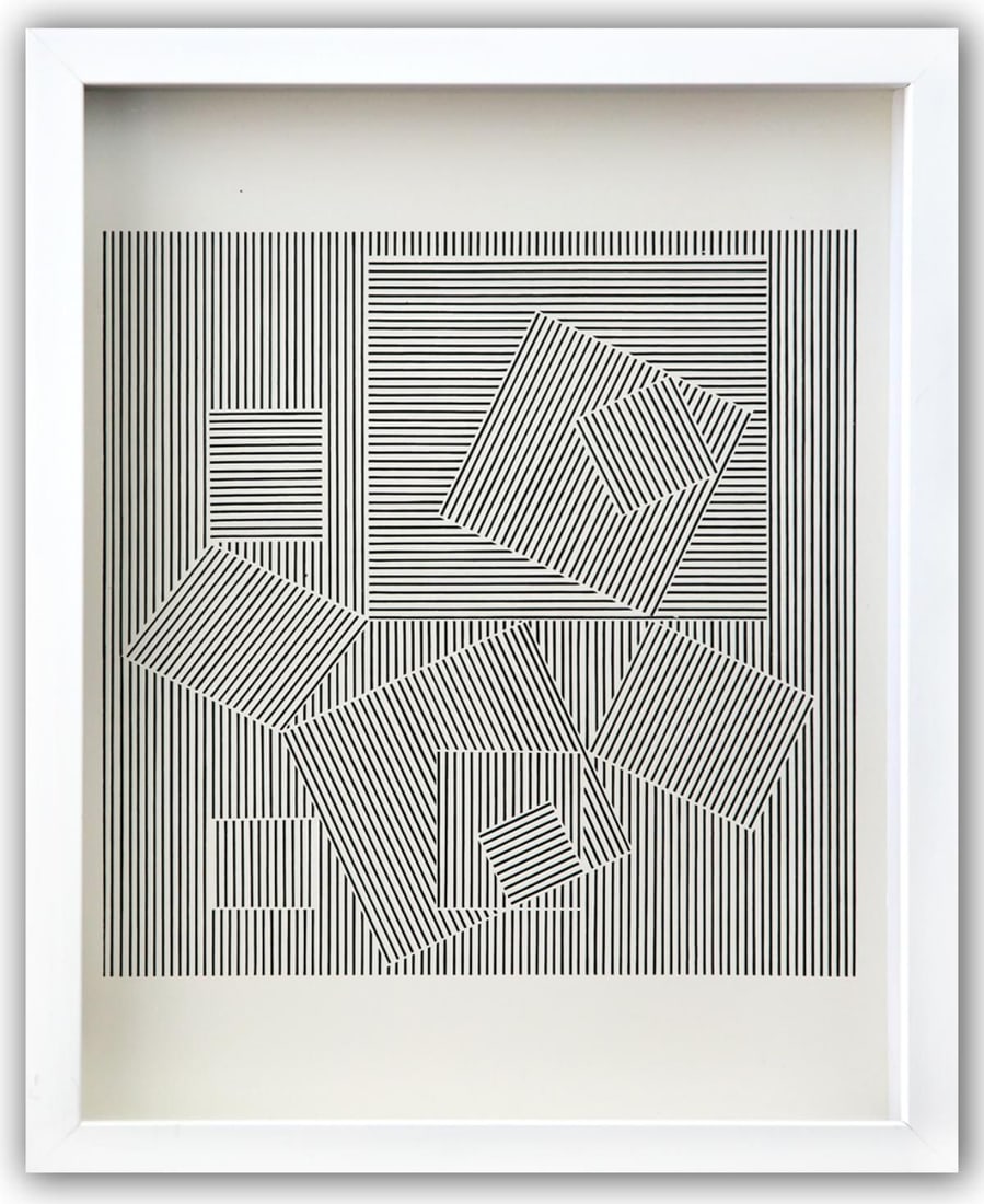 Victor Vasarely- Heliogravure Print "Untitled": Artist: Victor Vasarely. Medium: Heliogravure Print. Title: Untitled. Size: 13" x 10". Measures approx. 15" x 12" (framed). Additional: Custom Framed. Reference#: 21528.