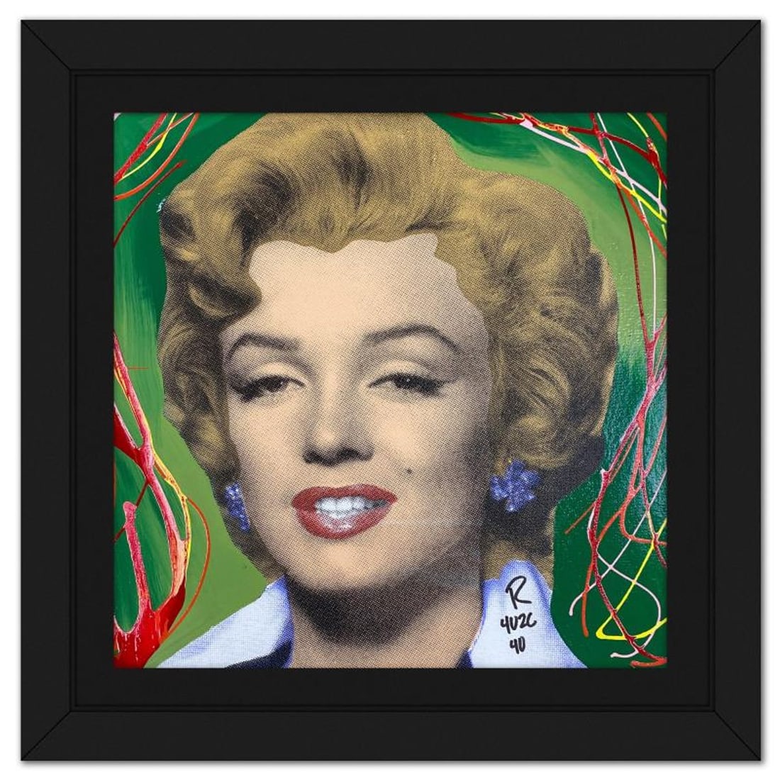 Ringo Daniel Funes, "Marilyn Classic" Framed One-of-a-Kind Mixed Media on Canvas, Hand Signed with: Marilyn Classic is a one-of-a-kind hand-pulled mixed media silkscreen on canvas by Ringo (Daniel Funes) - protege of Andy Warhol's apprentice, Steve Kaufman.This piece is hand signed by the artist. Th