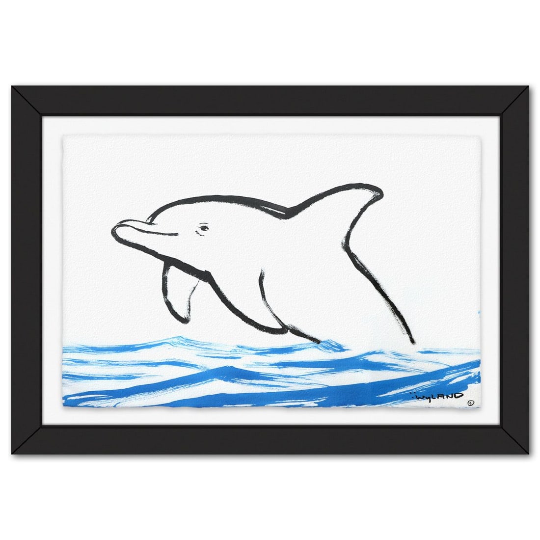 Wyland- Original Sumi Ink Painting "Dolphin": Artist: Wyland. Medium: Original Sumi Ink Painting. Title: Dolphin. Size: 26" x 40". Measures approx. 35" x 49" (framed). Signature: Hand signed by the artist. Certificate of Authenticity: Is included