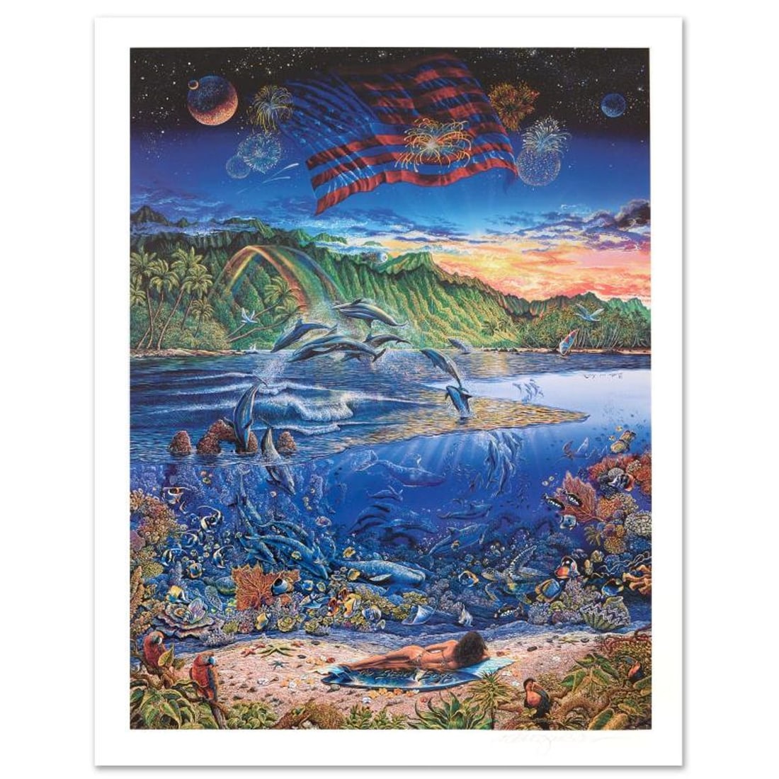 Robert Lyn Nelson, "Ring of Life" Limited Edition Mixed Media, Numbered and Hand Signed with Letter: Ring of Life is a limited edition mixed media on paper by Robert Lyn Nelson, numbered and hand signed by the artist. Includes Letter of Authenticity. Measures approx. 26.5" x 35" (with border), 22.5" 