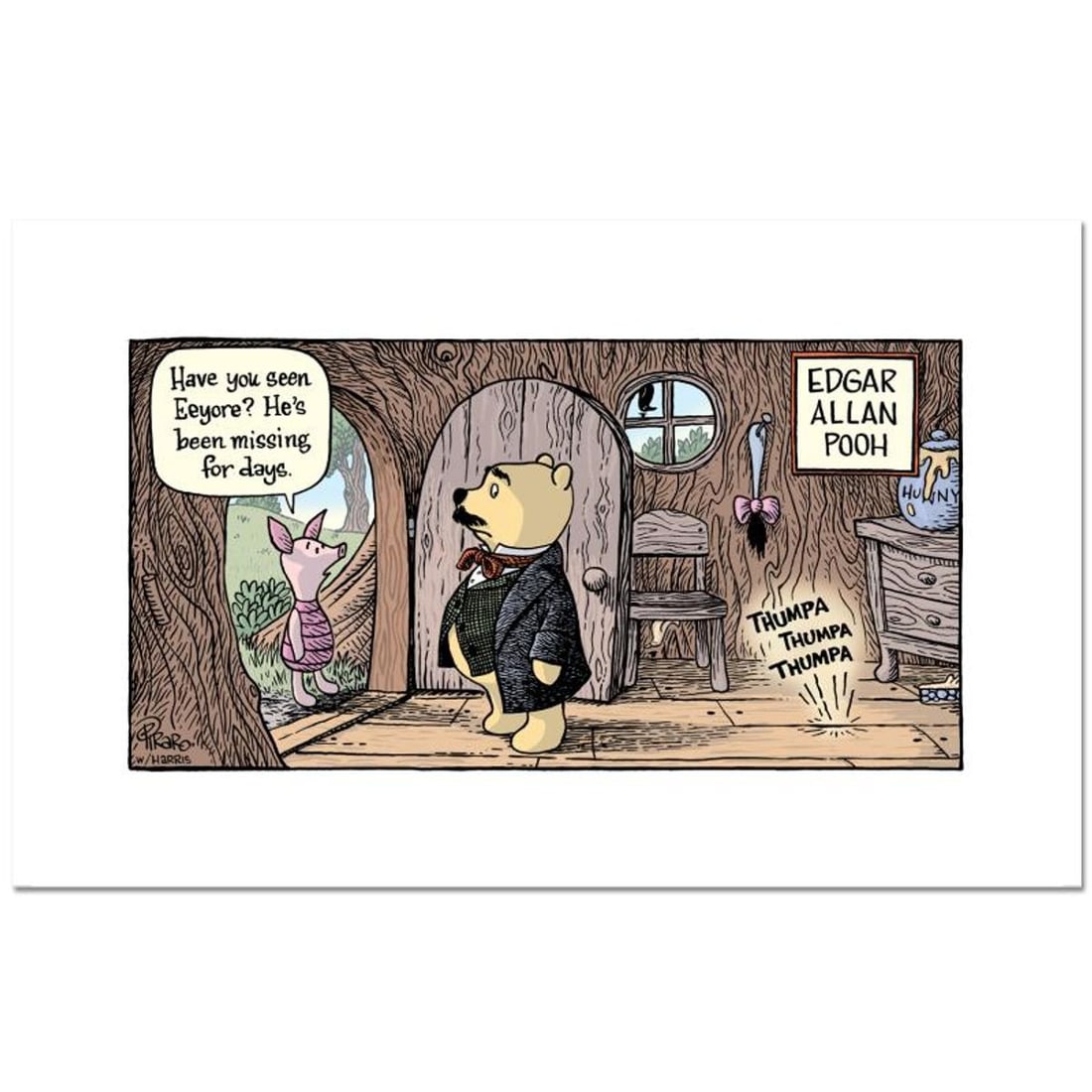 Bizarro, "Edgar Allan Pooh" Numbered Limited Edition Hand Signed by Creator Dan Piraro; Letter of: Edgar Allan Pooh is a limited edition giclee on paper by Dan Piraro, creator of the critically acclaimed and award winning comic strip, Bizarro, numbered and hand signed by the artist. Includes Letter