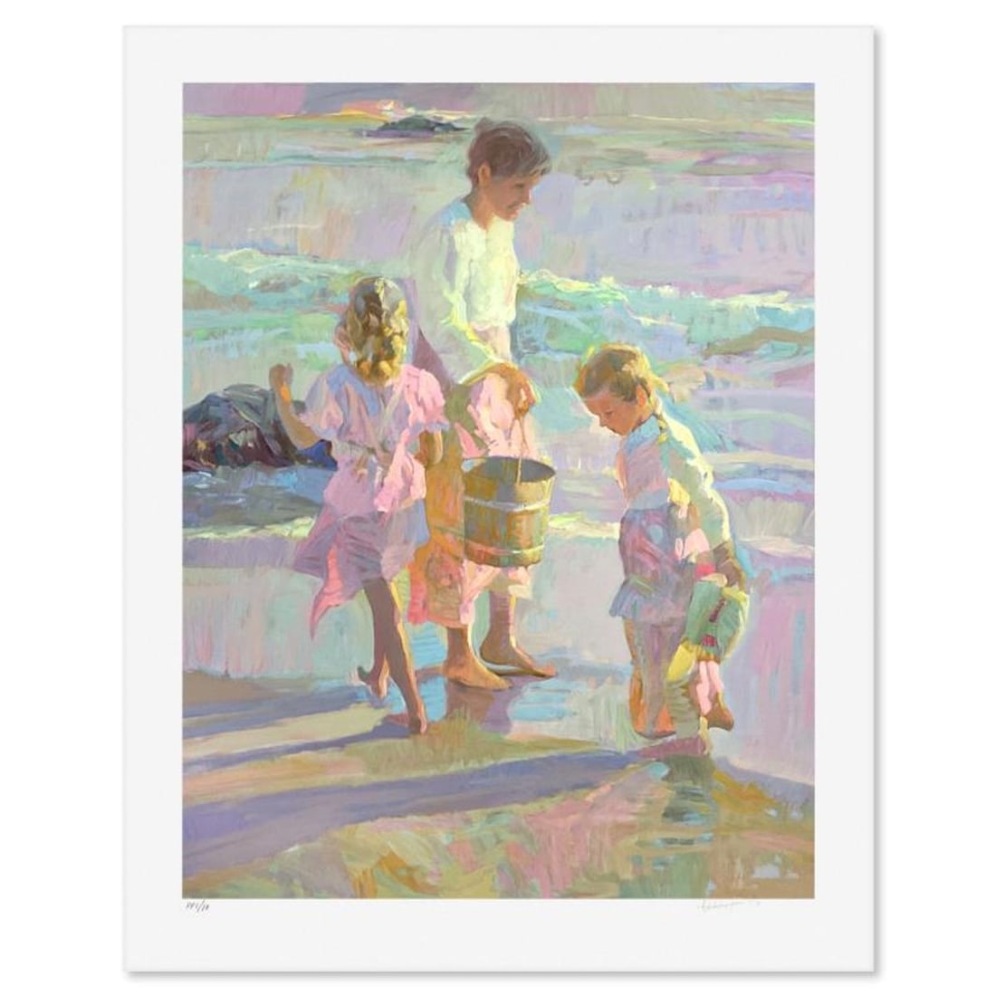 Don Hatfield, "Daughters" Limited Edition Printer's Proof Serigraph, Numbered 1/10 and Hand Signed: Daughters is a limited edition printer's proof serigraph on paper by Don Hatfield, numbered 1/10 and hand signed by the artist. Includes Letter of Authenticity. Measures approx. 39.5" x 31" (border), 
