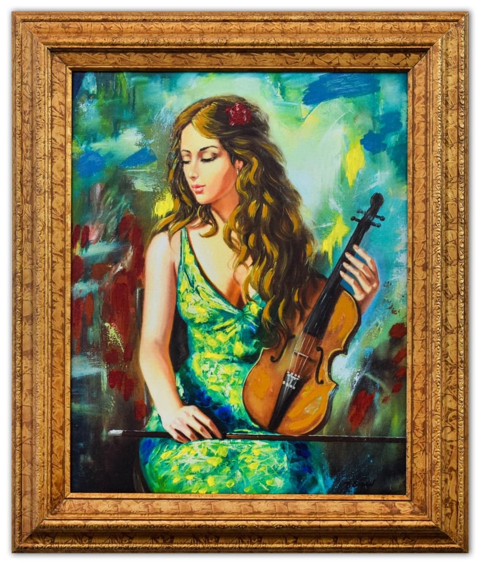 Taras Sidan- Hand Embellished Giclee on Canvas "Lexi": Artist: Taras Sidan. Medium: Hand Embellished Giclee on Canvas. Title: Lexi. Size: 20" x 16". Measures approx. 23" x 19" (framed). Signature: Hand Signed by the artist. Certificate of Authenticity: Fr