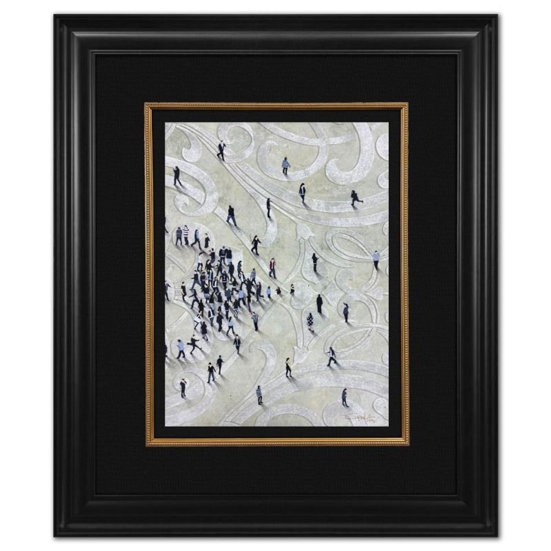 Craig Alan, "Fragments (Populous)" Framed Original Mixed Media on Vintage Wallpaper, Hand Signed: Fragments (Populous) is an original mixed media on vintage wallpaper by Craig Alan, hand signed by the artist. This piece comes custom framed. Includes Letter of Authenticity. Measures approx. 26" x 2