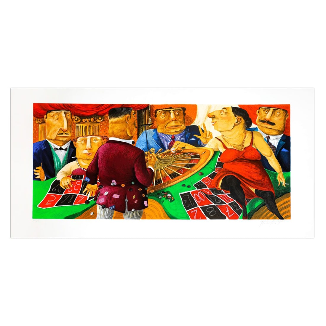 Pino Porcopio- SIlkscreen on Paper "Casino": Artist: Pino Porcopio. Medium: SIlkscreen on Paper. Title: Casino. Size: 18" x 39". Signature: Hand Signed and numbered. Certificate of Authenticity: Is included. Additional: Edition number might vary