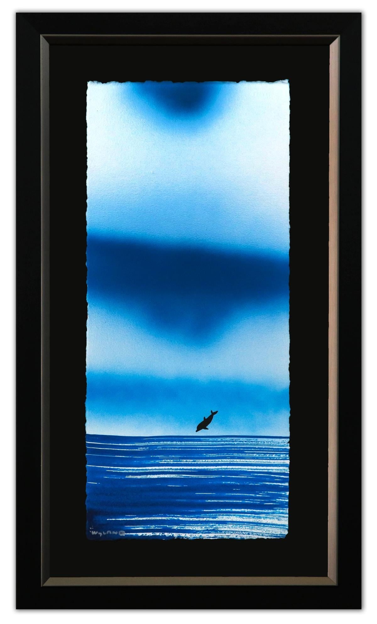 Wyland- Original Watercolor Painting on Deckle Edge Paper "Dolphin": Artist: Wyland. Medium: Original Watercolor Painting on Deckle Edge Paper. Title: Dolphin. Size: 22" x 10". Measures approx. 28" x 16" (framed). Signature: Hand Signed by the artist. Certificate of