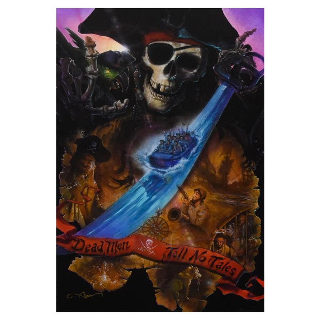 John Alvin (1948-2008), "Dead Men Tell No Tales" Limited Edition on Canvas from Disney Fine Art,: Dead Men Tell No Tales is limited edition giclee on canvas by John Alvin (1948-2008), numbered and bearing the estate signature of the artist. This piece is licensed by Disney Fine Art. Includes Lette