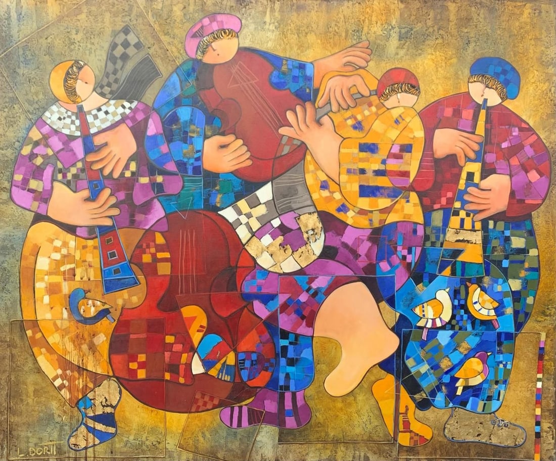 Dorit Levi- Original Painting on Canvas "Orchestra": Artist: Dorit Levi. Medium: Original Painting on Canvas . Title: Orchestra. Size: 36" x 48". Reference#: 28372.