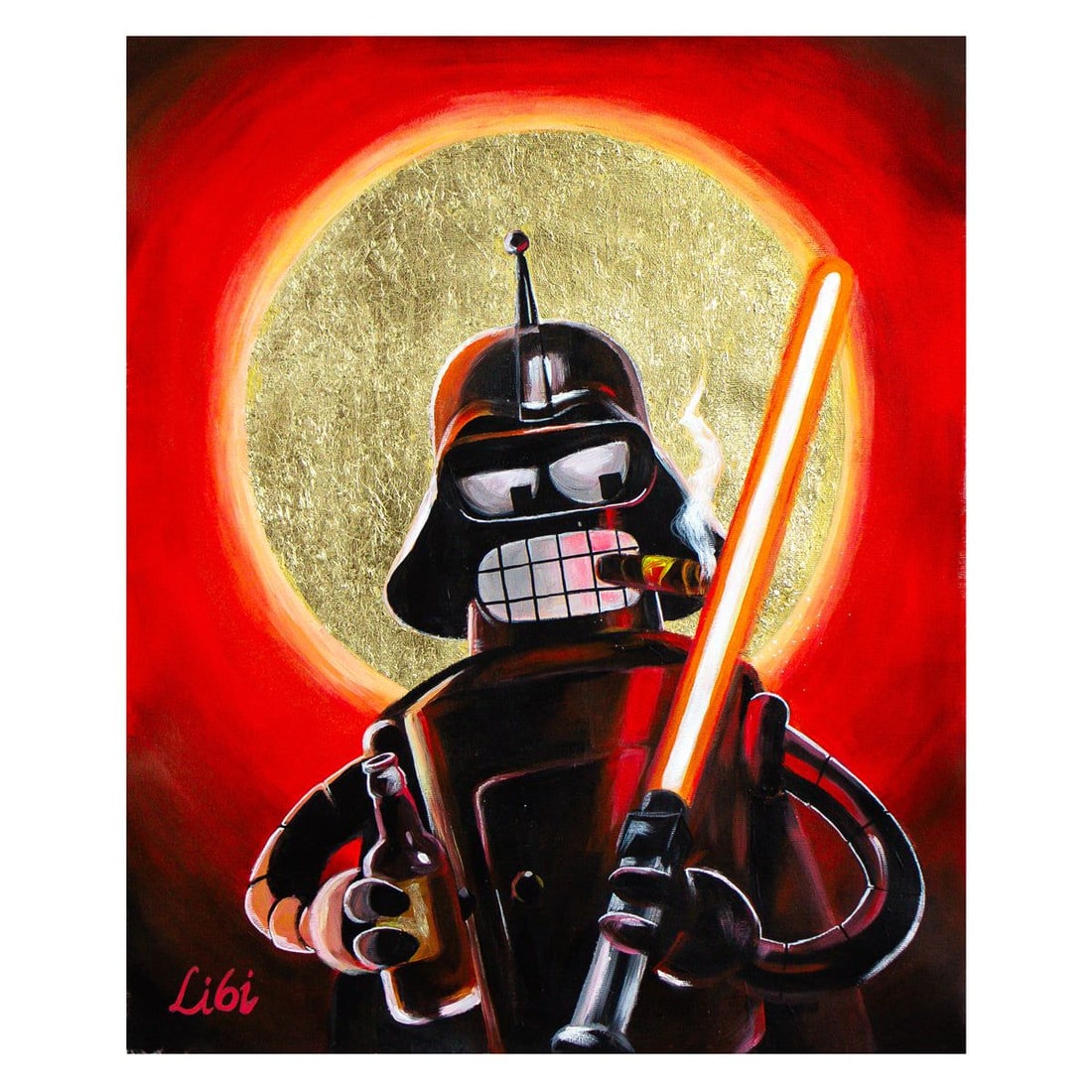 Libi- Original Acrylic on Canvas "The War": Artist: Libi. Medium: Original Acrylic on Canvas. Title: The War. Size: 24" x 20". Signature: Hand Signed by the artist. Certificate of Authenticity: Is included. Reference#: 48196.
