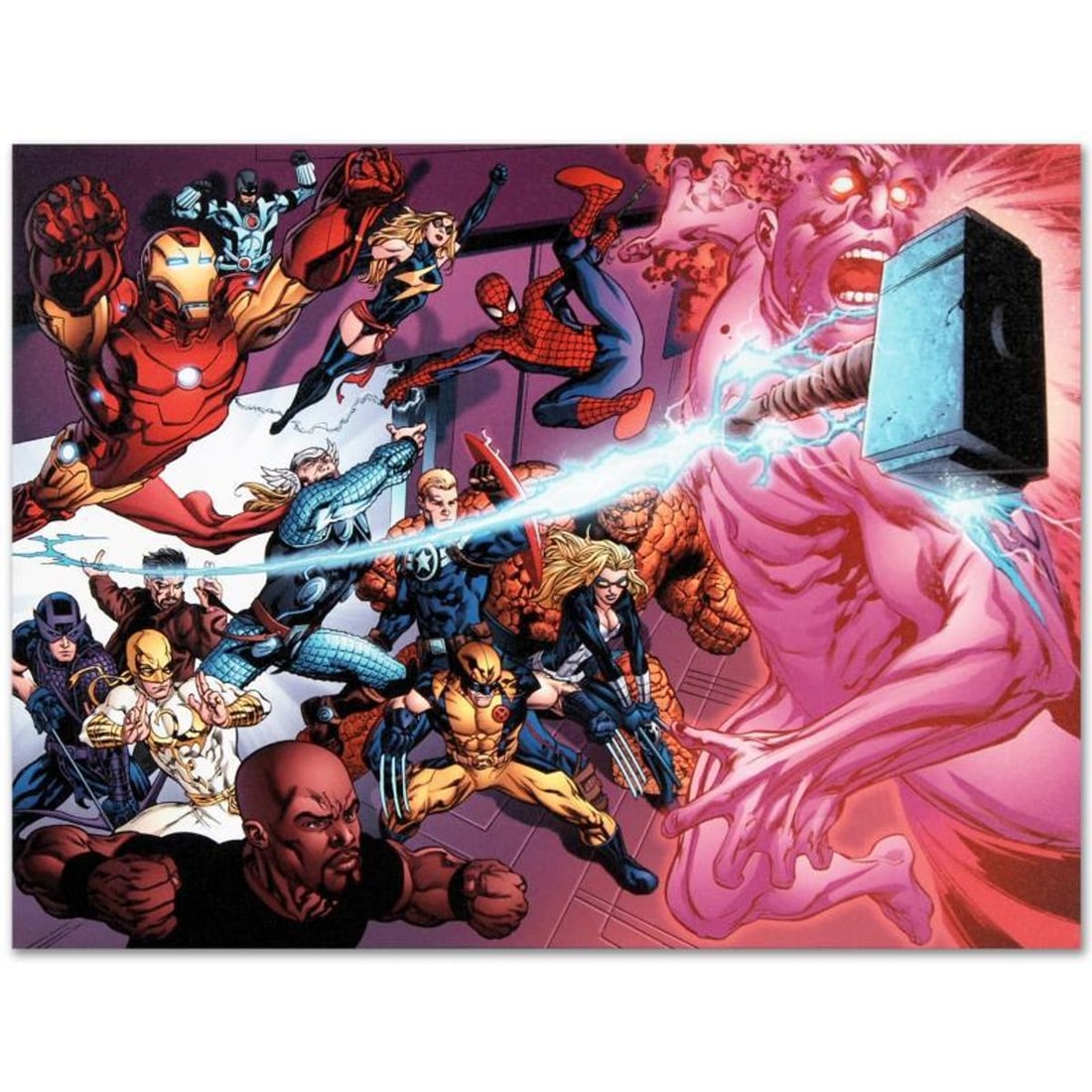 Marvel Comics "Avengers Academy #11" Numbered Limited Edition Giclee on Canvas by Tom Raney with: A piece of comic book history, this limited edition, from original art by Tom Raney, depicts an epic battle of Marvel characters. Tom Raney is an American comic book artist, known for illustrating tit