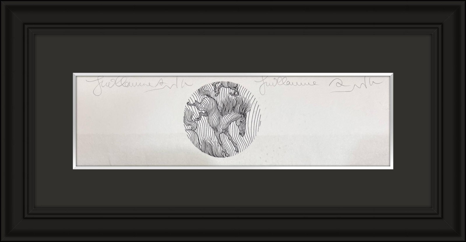 Azoulay- Original pen and ink design on paper: Artist: Azoulay. Medium: Original pen and ink design on paper. Measures approx. 16" x 19" (framed). Signature: Double Signed. Reference#: 94131.