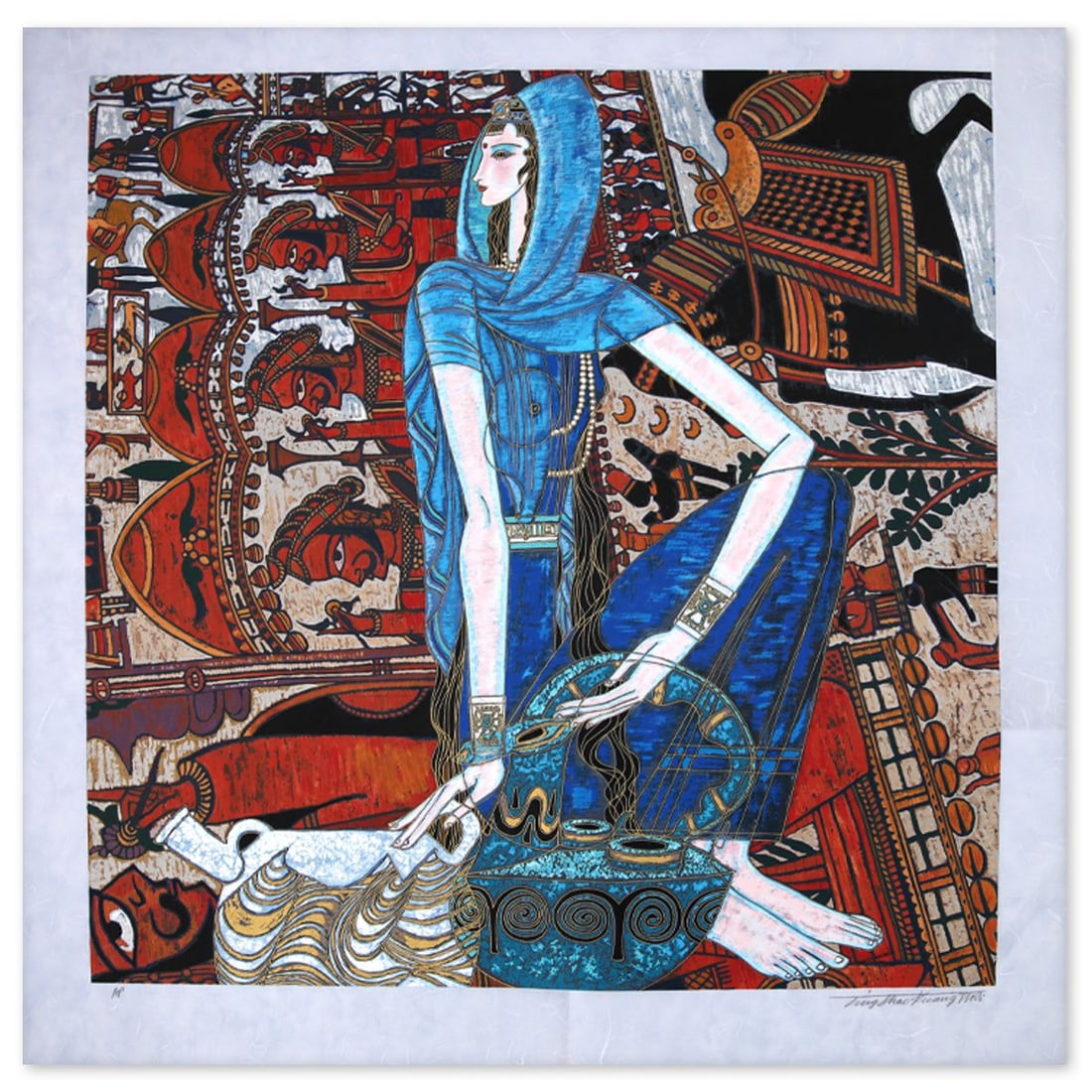 Ting Kuang- Silkscreen "Eastern Song": Artist: Ting Kuang. Medium: Silkscreen. Title: Eastern Song. Size: 33" x 34". Signature: Hand signed and numbered. Reference#: 74864.