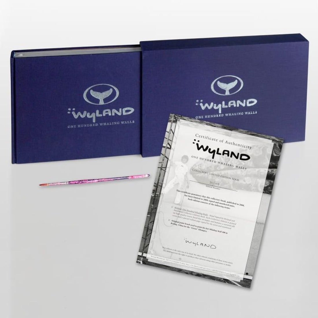 Wyland: 100 Whaling Walls (2008) Limited Edition Collector's Fine Art Book by World-Renowned Artist: Wyland's exquisite and colorful paintings are expressive, emotive and world-famous. "Wyland: 100 Whaling Walls" (2008) is a deluxe limited edition Collector's Fine Art hardcover book, numbering 344 pa