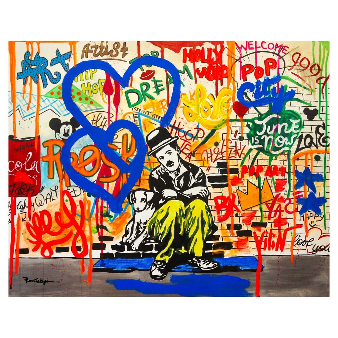 Nastya Rovenskaya- Mixed Media on Canvas "Charlie is Alone" (1 of 2)
