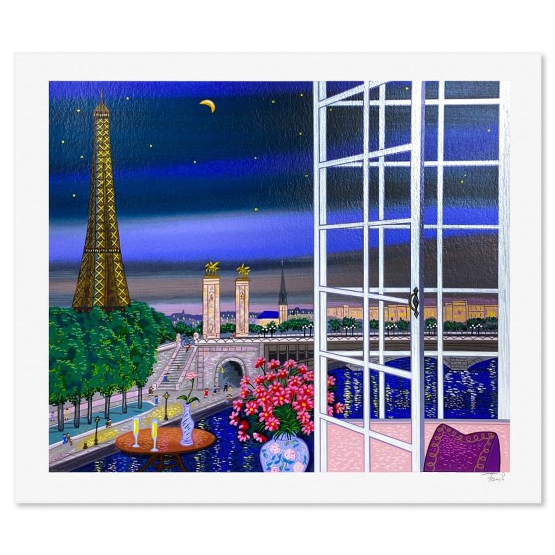 Fanch Ledan, "Pont Alexandre III" Limited Edition Serigraph, AP Numbered and Hand Signed with Letter: Pont Alexandre III is a limited edition serigraph on paper by Fanch, AP numbered and hand signed by the artist. Includes Letter of Authenticity. Measures approx. 16" x 19" (border), 14" x 16.5" (image