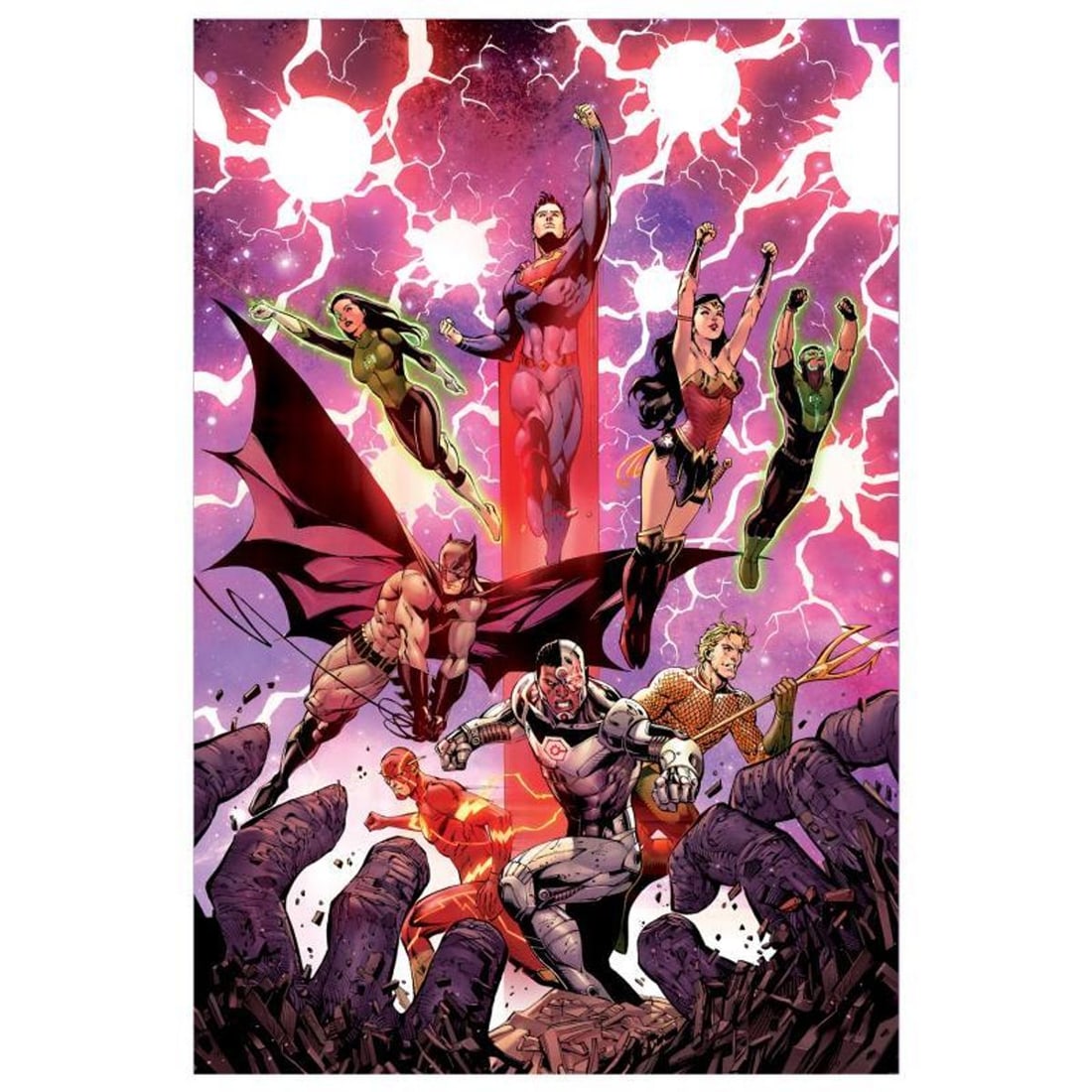 DC Comics, "Justice League #3" Numbered Limited Edition Giclee on Canvas by Tony S Daniel with COA.: Justice League #3 is a limited edition giclee on canvas featuring art by Tony S Daniel from the 2016 comic. This piece comes gallery wrapped and includes a certificate of authenticity. Measures approx