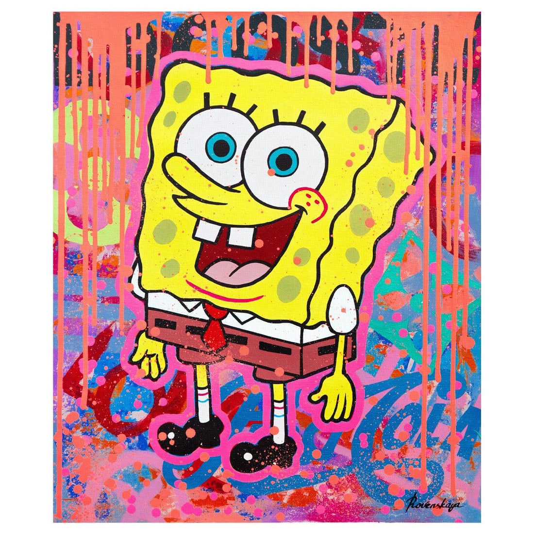 Nastya Rovenskaya- Original Oil on Canvas "Soaked in Color": Artist: Nastya Rovenskaya. Medium: Original Oil on Canvas. Title: Soaked in Color. Size: 24" x 20". Signature: Hand signed. Certificate of Authenticity: Is included. Reference#: 83725.