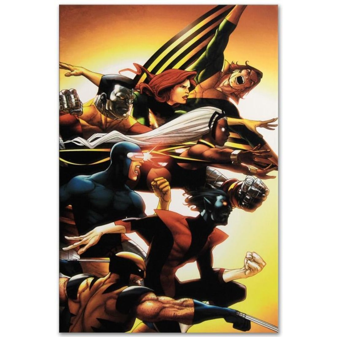 Marvel Comics "Uncanny X-Men: First Class #5" Numbered Limited Edition Giclee on Canvas by Roger: A piece of comic book history, this limited edition print, drawn by Roger Cruz, depicts Wolverine, Nightcrawler, Cyclops, Storm, Colossus, Phoenix and Banshee. Cruz started his professional career as 