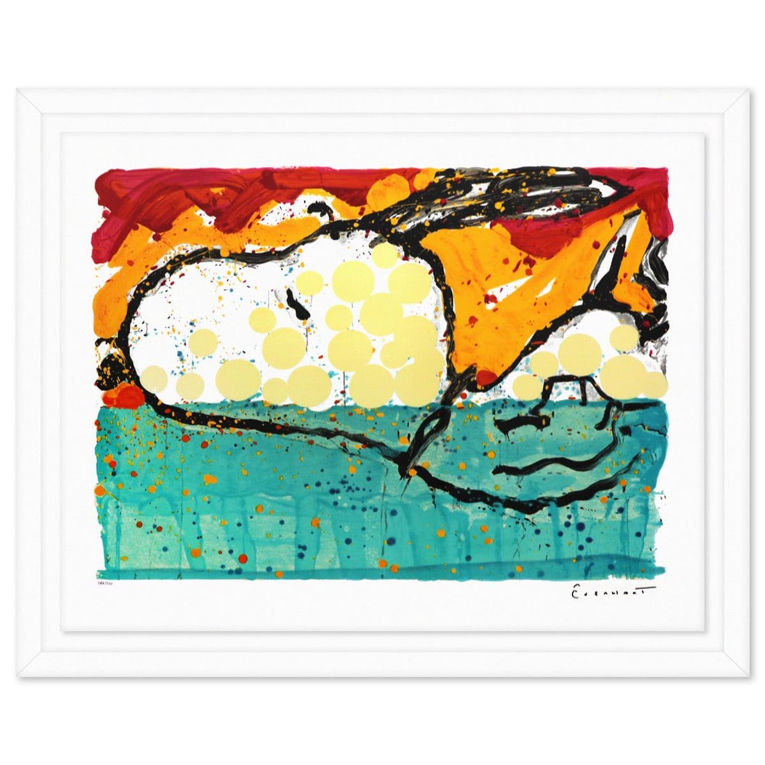 Tom Everhart- Hand Pulled Original Lithograph "Bora Bora Boogie Oogie": Artist: Tom Everhart. Medium: Hand Pulled Original Lithograph. Title: Bora Bora Boogie Oogie. Size: 26" x 35". Measures approx. 31" x 40" (framed). Signature: Hand signed and numbered. Certificate of 