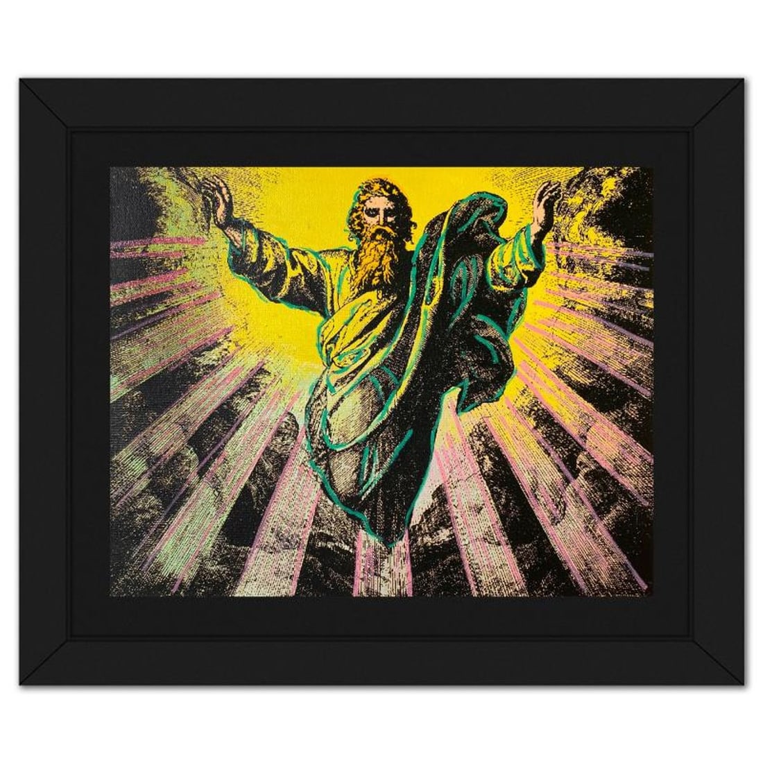 Steve Kaufman (1960-2010), "The Creation" Framed Hand Embellished Limited Edition Silscreen,: The Creation is a hand embellished limited edition silkscreen on canvas by Andy Warhol protege, Steve Kaufman (1960-2010), numbered 2/50 inverso and hand signed by the artist. This piece comes custom 