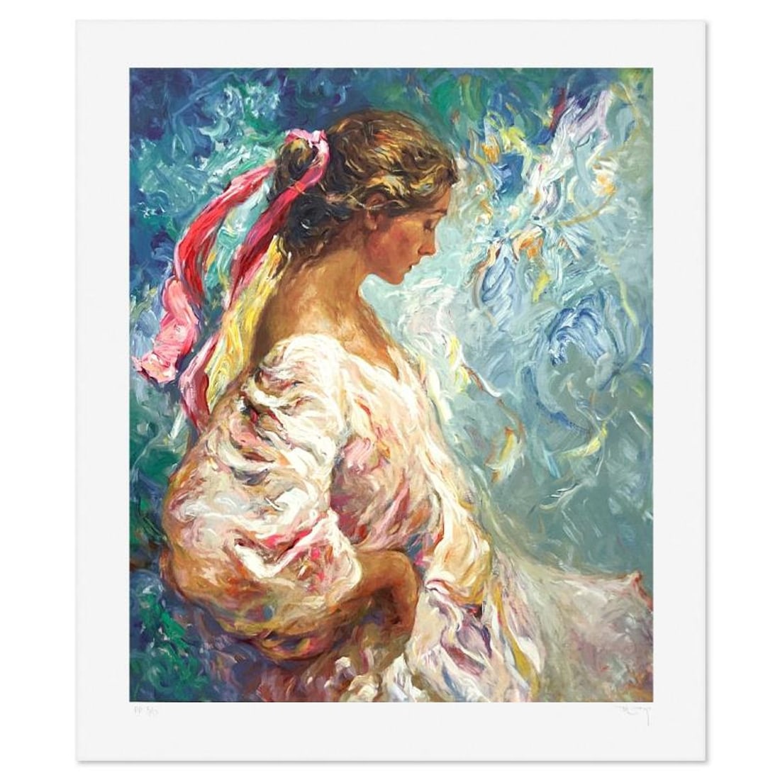 Royo, "Entre Azules" Limited Edition Printer's Proof Serigraph (28.5" x 23.5"), Numbered and Hand: Entre Azules is a limited edition printer's proof serigraph on paper by Royo, numbered and hand signed by the artist. Includes Letter of Authenticity. Measures approx. 34.5" x 28.5" (border), 28.5" x 