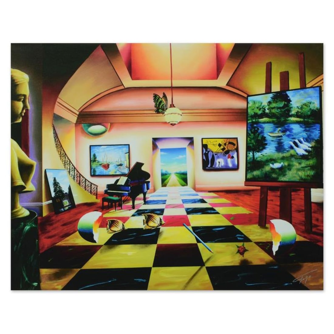 Ferjo, "Music Room of the Garden Path" Limited Edition on Gallery Wrapped Canvas, Numbered and: Music Room of the Garden Path is a limited edition giclee on canvas, numbered and bearing Ferjo's authorized signature. This piece comes gallery wrapped. Includes Letter of Authenticity. Measures appr