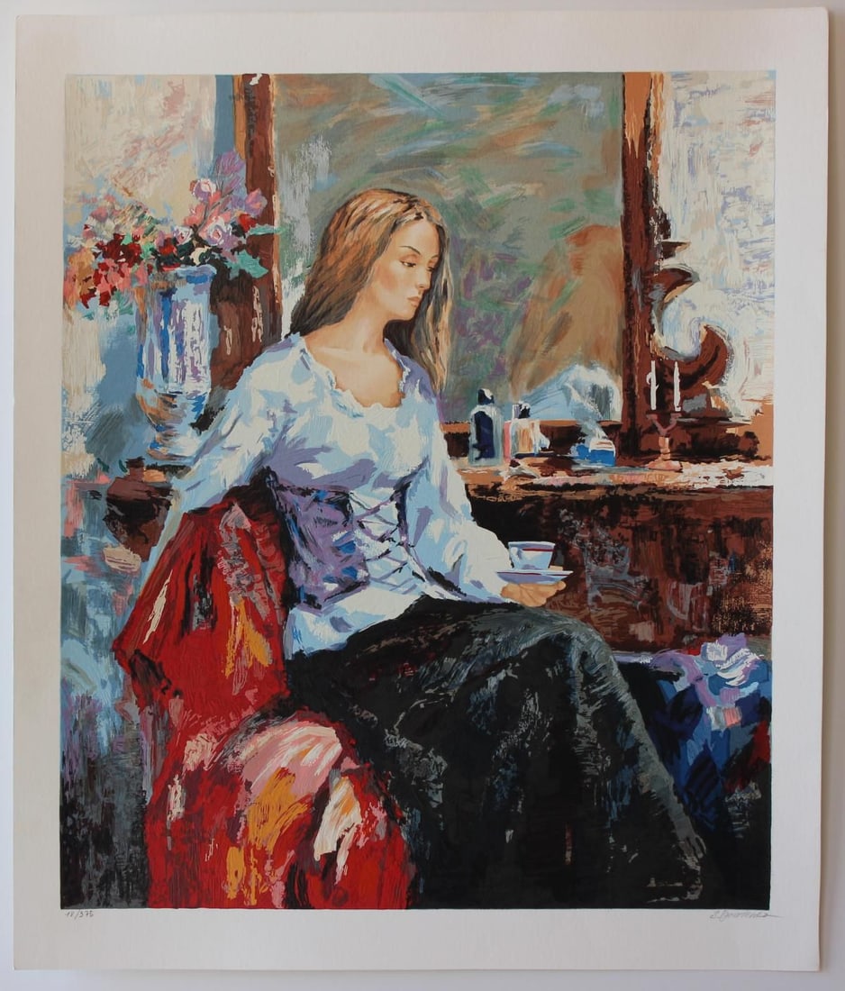 Sergey Ignatenko- Original Serigraph on Paper "Long Day": Artist: Sergey Ignatenko. Medium: Original Serigraph on Paper. Title: Long Day. Size: 22.5" x 19". Signature: Hand Signed by the Artist. Certificate of Authenticity: From the publisher. Reference#: 20