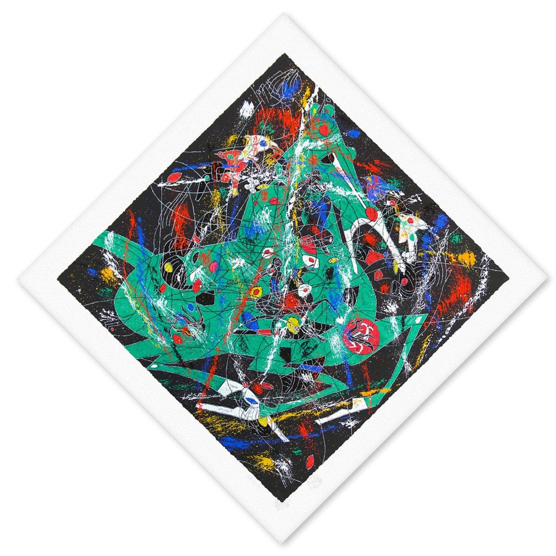 Jian Tie Feng- Silkscreen "The Green Horse": Artist: Jian Tie Feng. Medium: Silkscreen. Title: The Green Horse. Size: 24" x 24". Signature: Hand Signed and Numbered. Reference#: 80553.