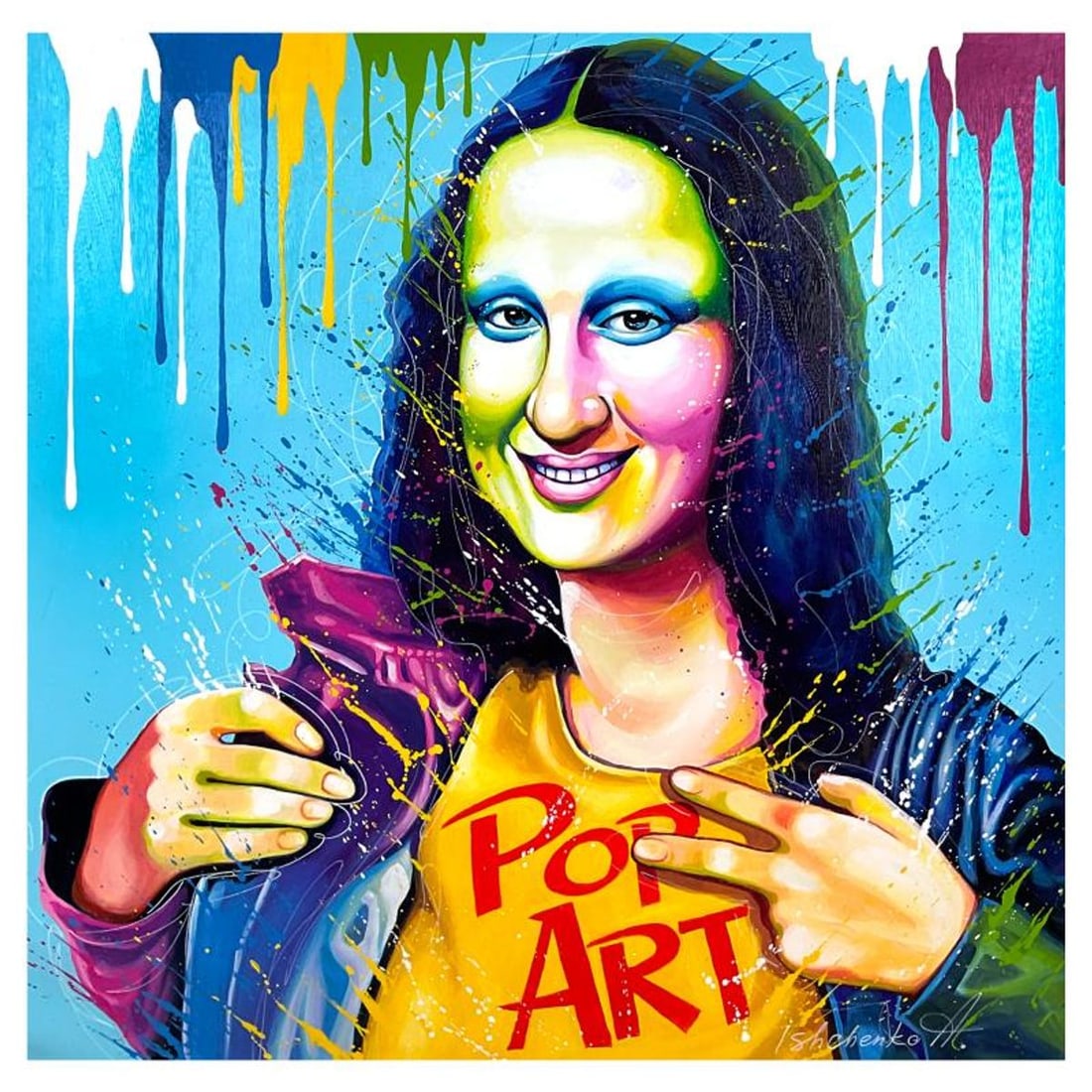 Alexander Ishchenko, "Pop Art" Original Acrylic Painting on Canvas, Hand Signed with Letter: Pop Art is an original acrylic painting on canvas by Alexander Ishchenko, hand signed by the artist. Includes Letter of Authenticity. Measures approx. 36" x 36" (image).