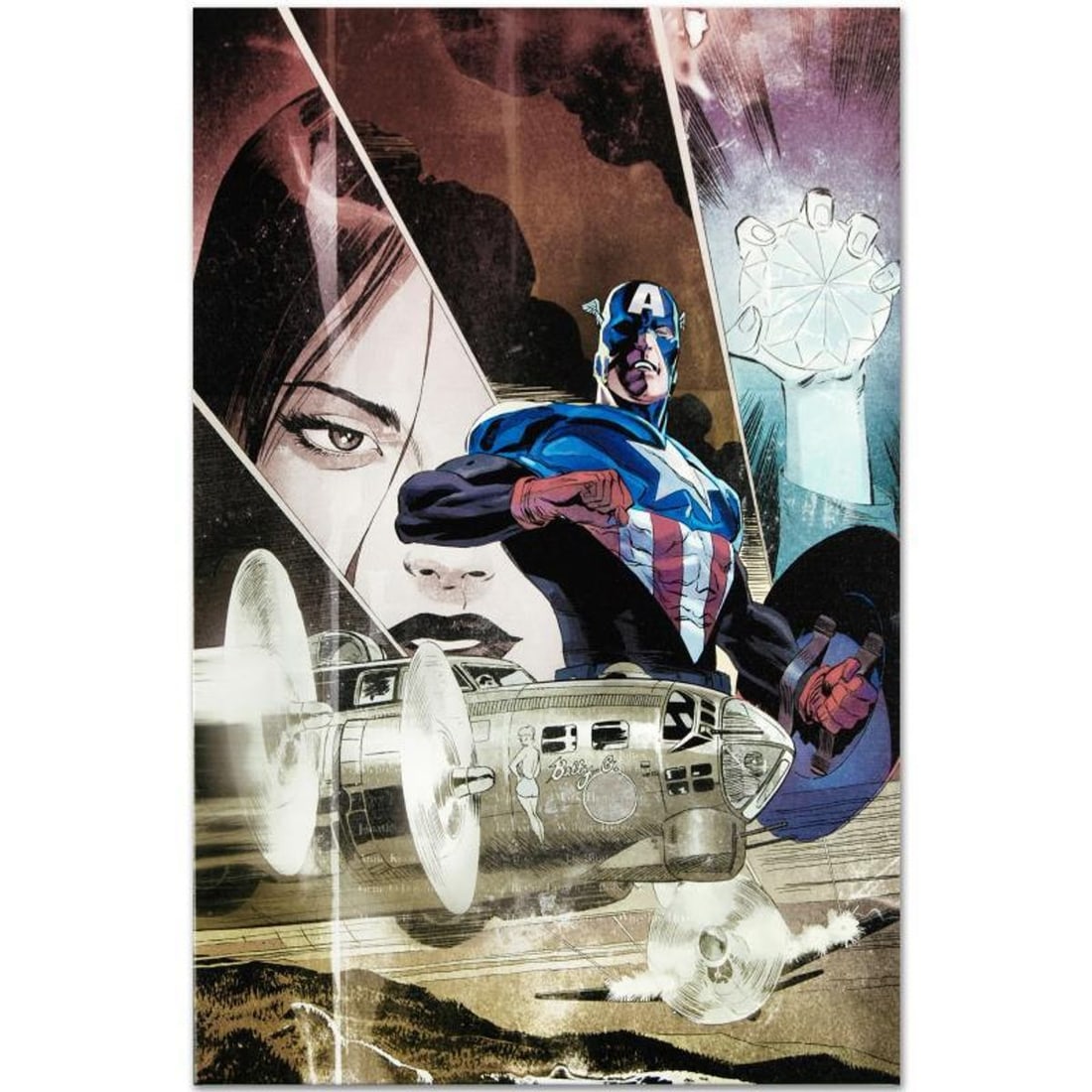 Marvel Comics "Captain America: Forever Allies #3" Numbered Limited Edition Giclee on Canvas by Lee: A piece of comic book history, this limited edition, from original art by Lee Weeks, depicts the classic character Captain America. Starting his comic book career in the 1980s, Lee Weeks has worked on