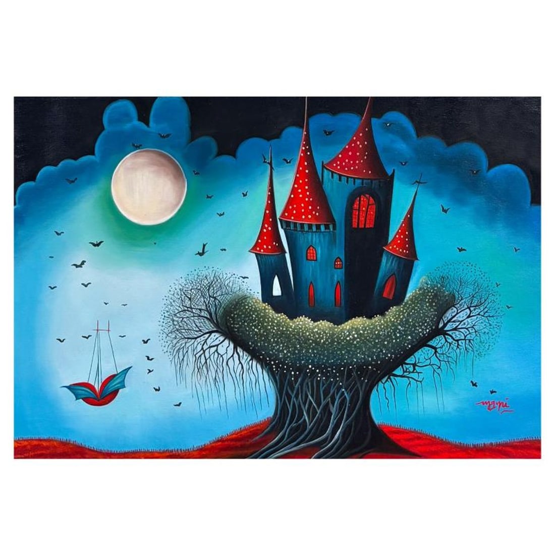 Mani, Hand Signed Original Acrylic Painting on Canvas with Letter of Authenticity.: This is an original acrylic painting on canvas by Mani, hand signed by the artist. Includes Letter of Authenticity. Measures approx. 20" x 30" (image).
