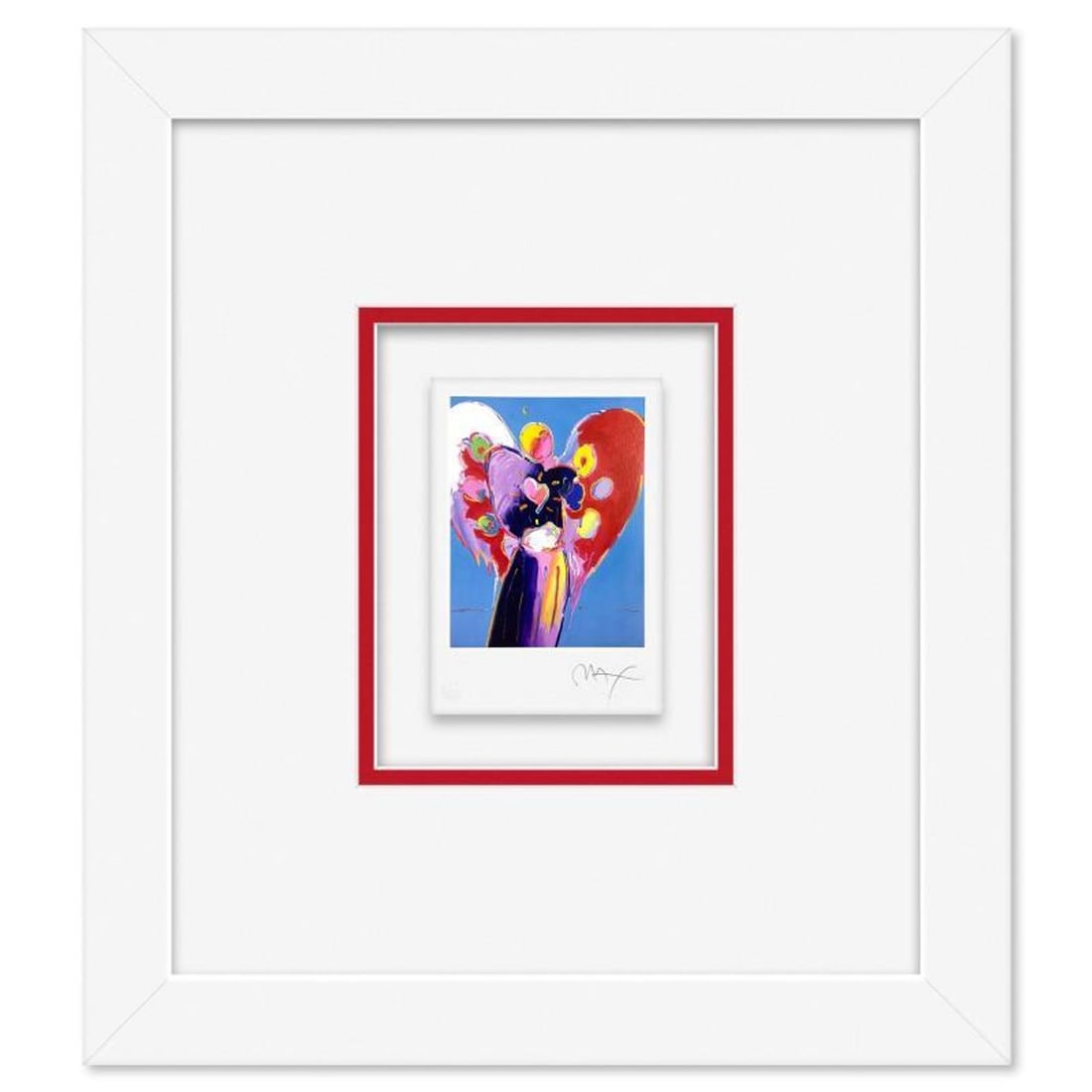 Peter Max, "Blue Angel with Heart" Framed Limited Edition Lithograph, Numbered and Hand Signed with (1 of 2)