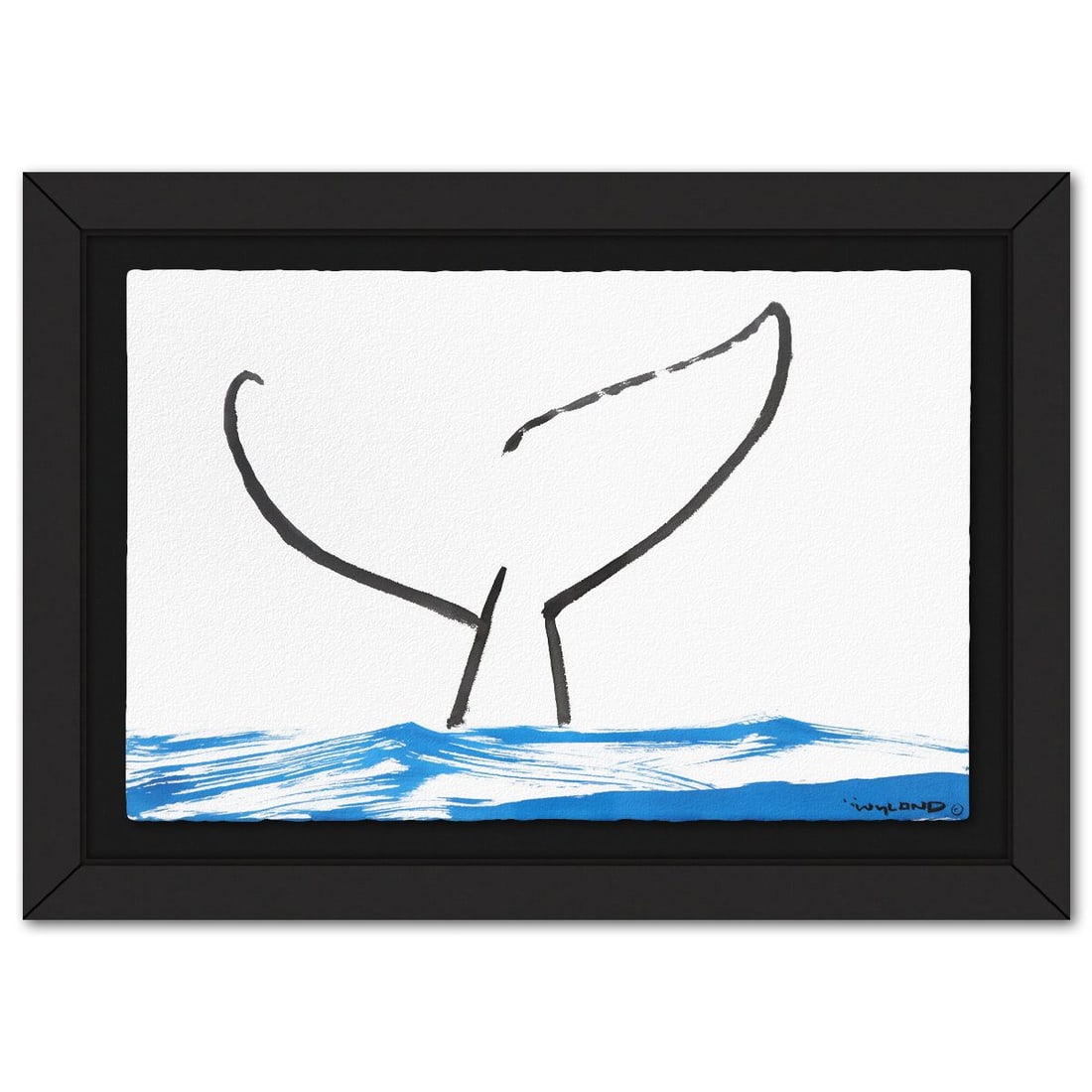 Wyland- Original Sumi Ink Painting "Whale Tail": Artist: Wyland. Medium: Original Sumi Ink Painting. Title: Whale Tail. Size: 26" x 40". Measures approx. 35" x 49" (framed). Signature: Hand signed by the artist. Certificate of Authenticity: Is inclu