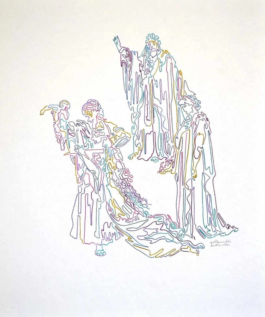 Guillaume Azoulay- Color Pencil Drawing on paper: Artist: Guillaume Azoulay. Medium: Color Pencil Drawing on paper. Size: 17" x 14". Signature: Hand Signed. Reference#: 81704.