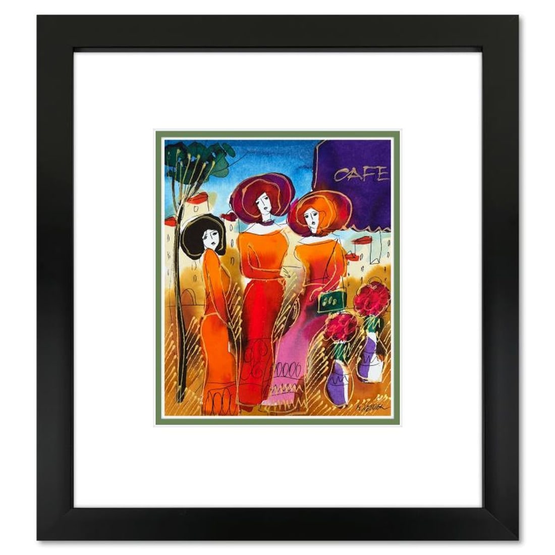 Moshe Leider, Framed Original Mixed Media Watercolor Painting, Hand Signed with Letter of (1 of 2)