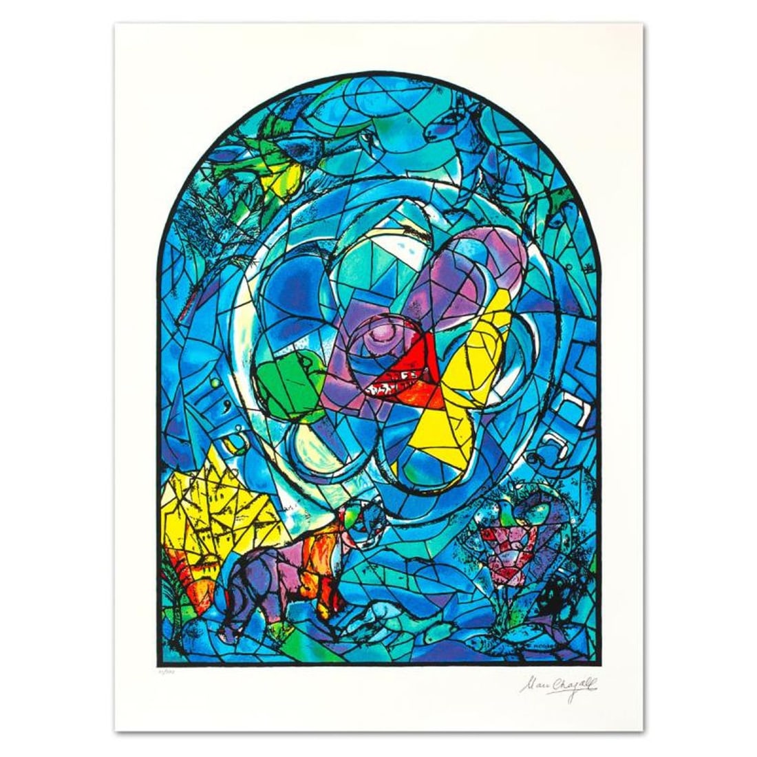 Marc Chagall (1887-1985), "Benjamin" Limited Edition Serigraph with Letter of Authenticity.: Benjamin is a limited edition serigraph on paper by Marc Chagall (1887-1985). Authorized by the Chagall Estate and ADAGP Paris , the piece is plate signed and comes with a letter of authenticity. Meas