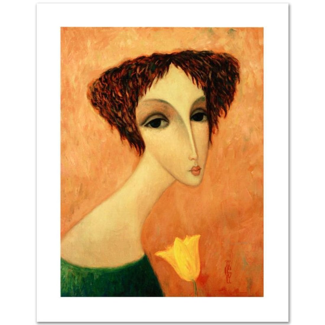 Sergey Smirnov (1953-2006), "Tamara" Limited Edition Mixed Media on Canvas, Numbered and Hand Signed: Combining time-honored religious icon painting with western style portraiture, the hauntingly beautiful art of Sergey Smirnov (1953-2006) is inspired by the 'Parsuna' art movement. "Tamara" is a limit