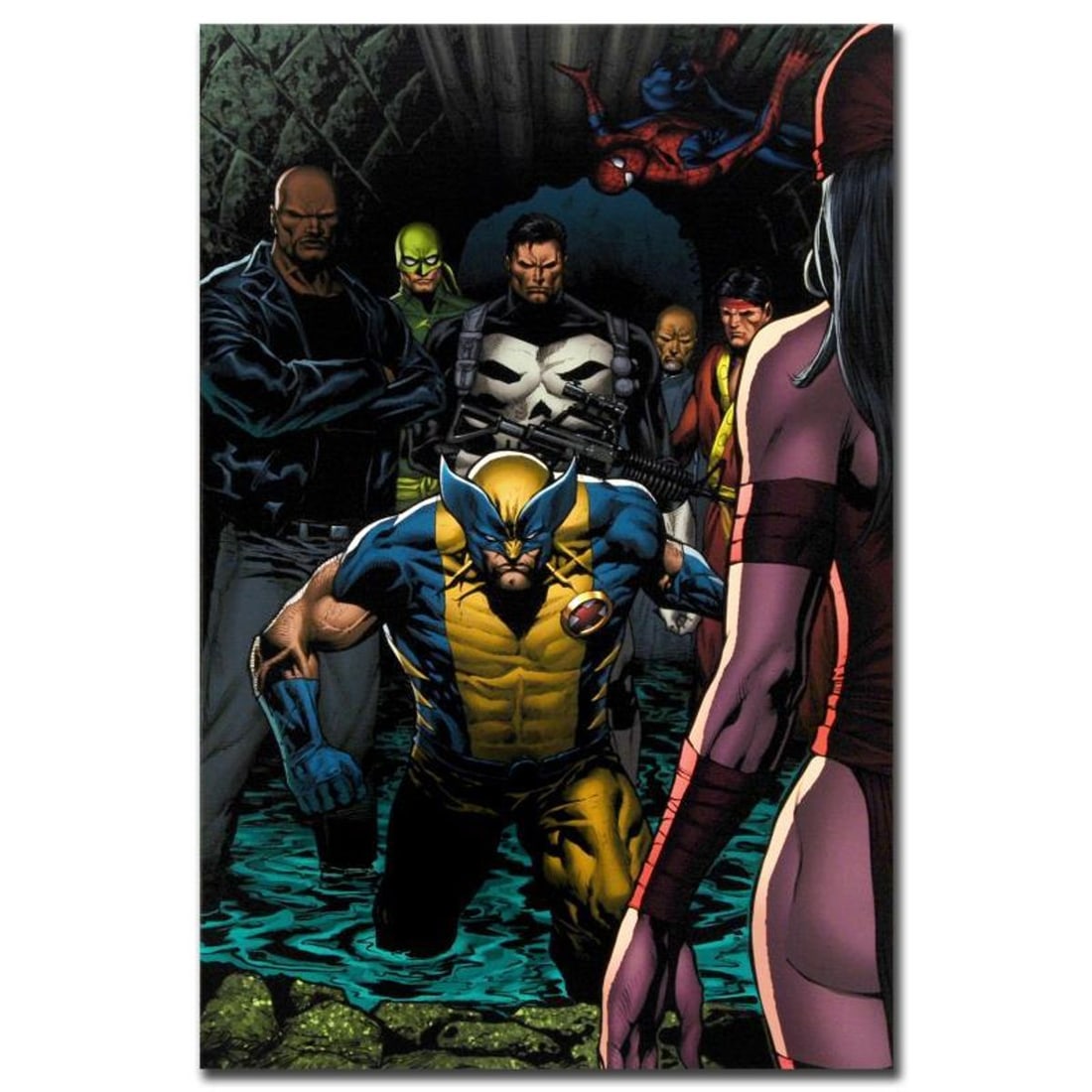 Marvel Comics "Shadowland #4" Numbered Limited Edition Giclee on Canvas by Billy Tan with COA.: A piece of comic book history, this limited edition, from original art by Billy Tan, depicts Wolverine, Cage, Luke, Punisher, Iron Fist and Spider-Man. Billy Tan grew up in Malaysia and moved to the U
