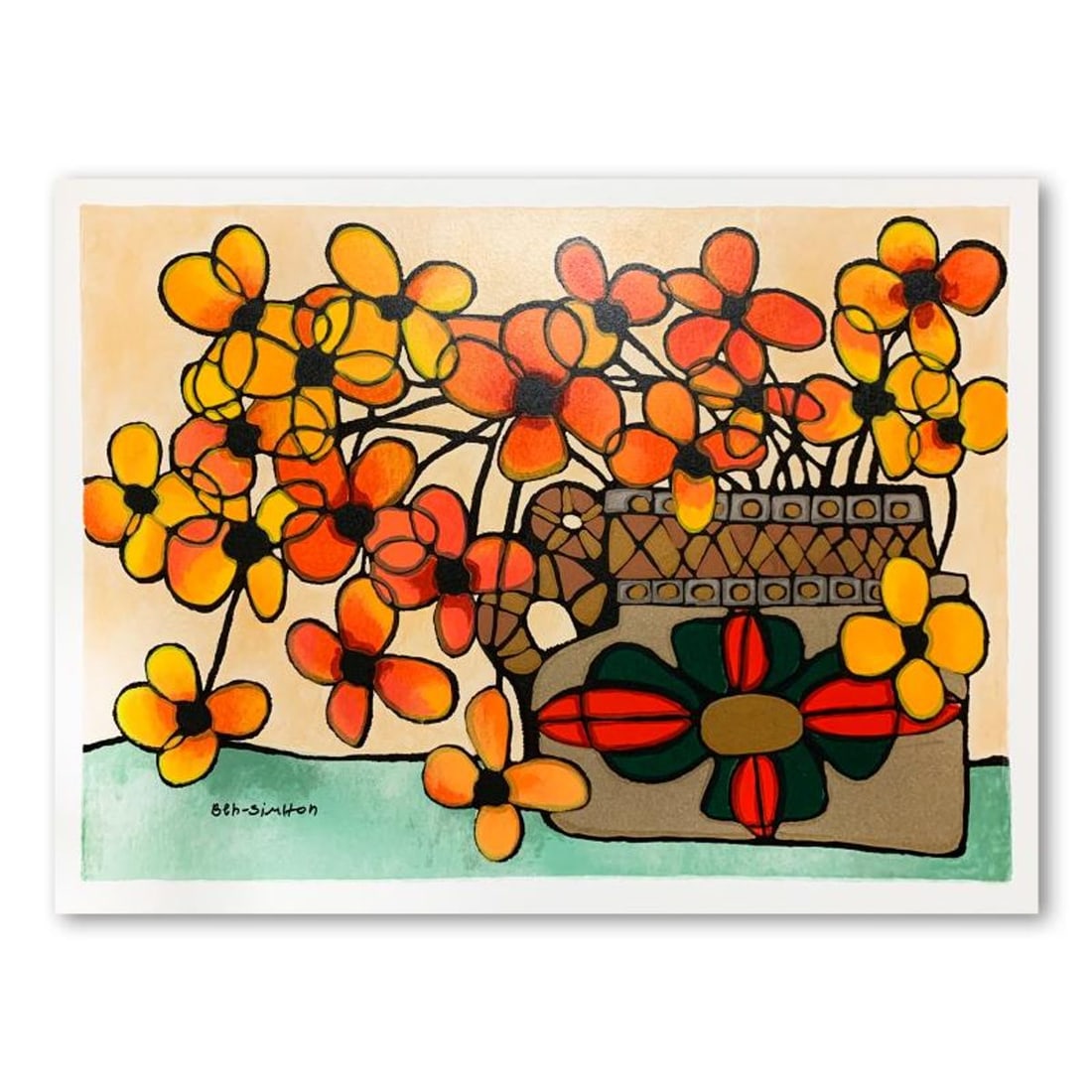 Ben Simhon, "Autumn" Hand Signed Limited Edition Serigraph on Paper with Letter of Authenticity.: Autumn is a limited edition serigraph on paper by Ben Simhon. It is numbered and hand signed and includes a letter of authenticity. Measures approximately 20.5" x 28" (image). Reference#: 89876.